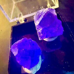 UV Reactive Purple Fluorite Cube Cluster | Natural Crystal Specimen